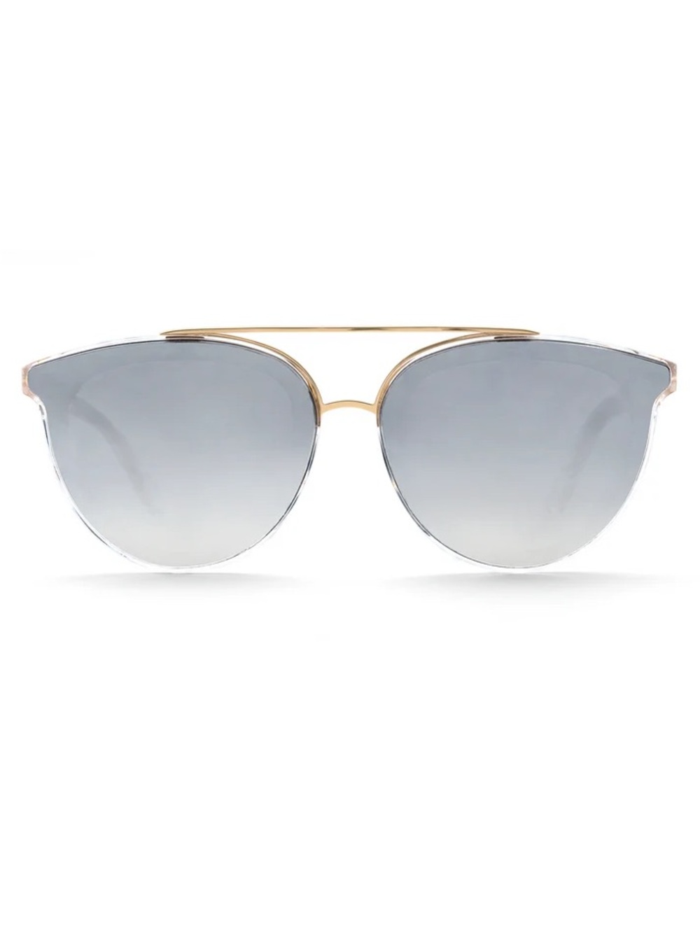 KREWE Gold Metal Double-Bridge Sunglasses with Silver Gradient Lenses